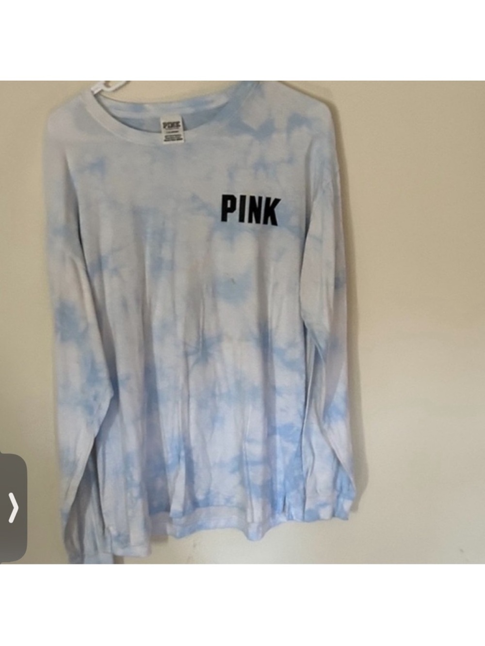 PINK Size Large Oversized Tie-Dye Long Sleeve Tee in Light Blue and White Hawaii
